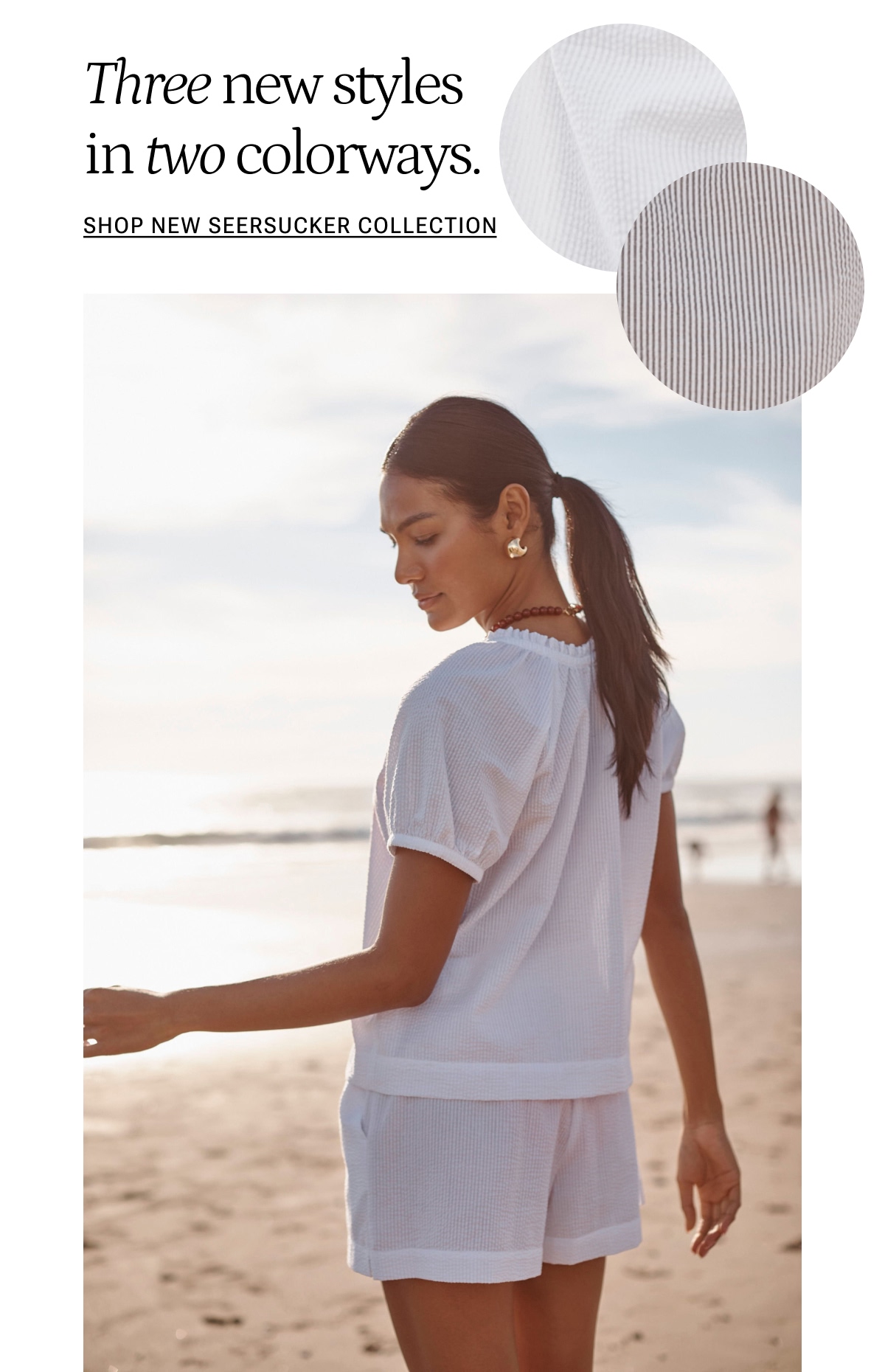 Model in new Summersalt seersucker