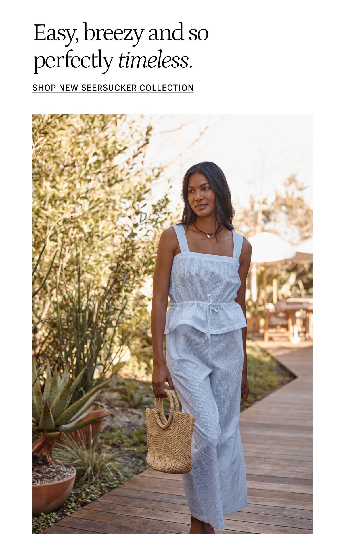 Model in new Summersalt seersucker