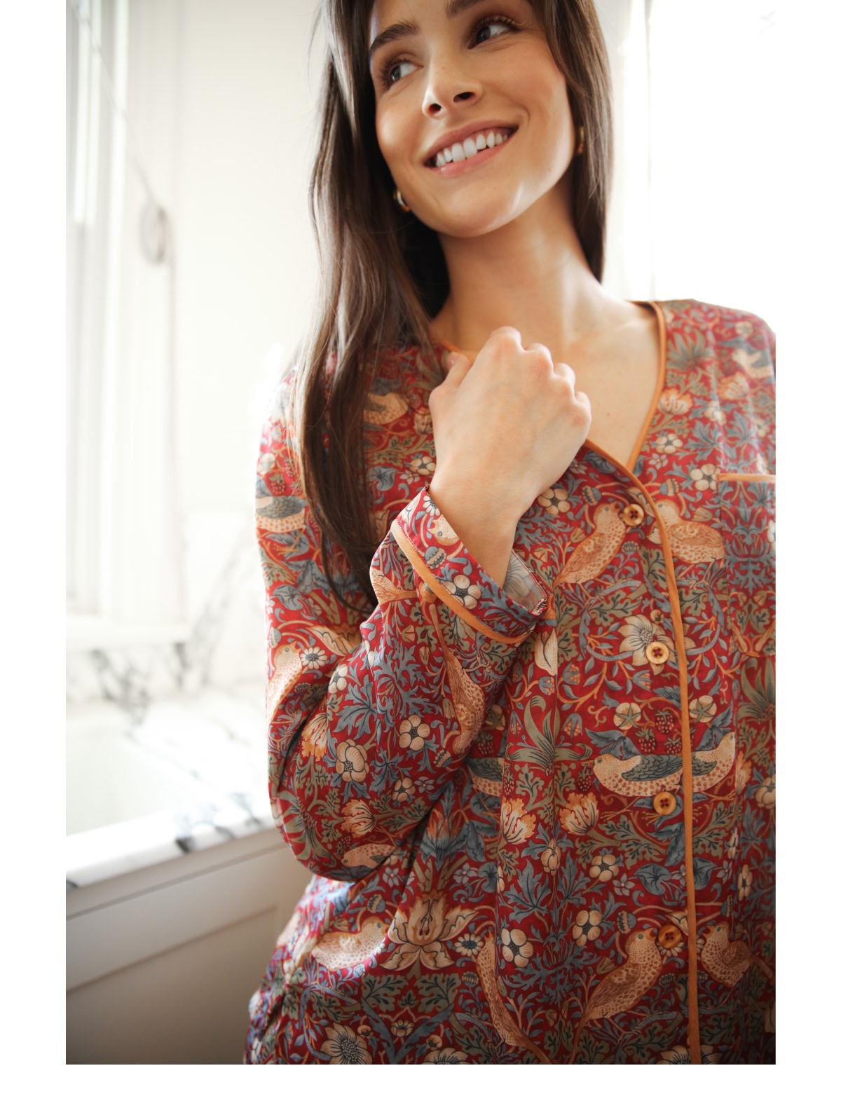 Model in Morris & Co. x Summersalt pajamas