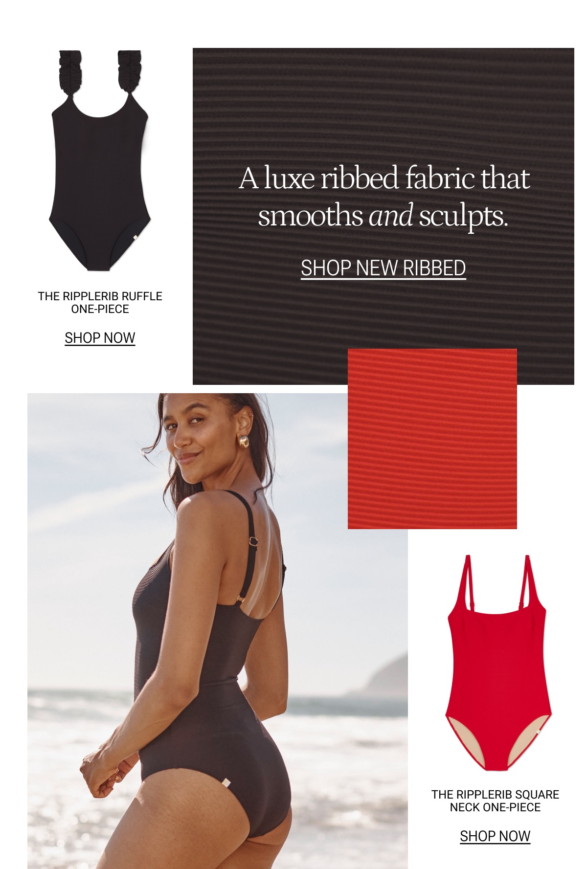 A luxe ribbed fabric that smooths and sculpts