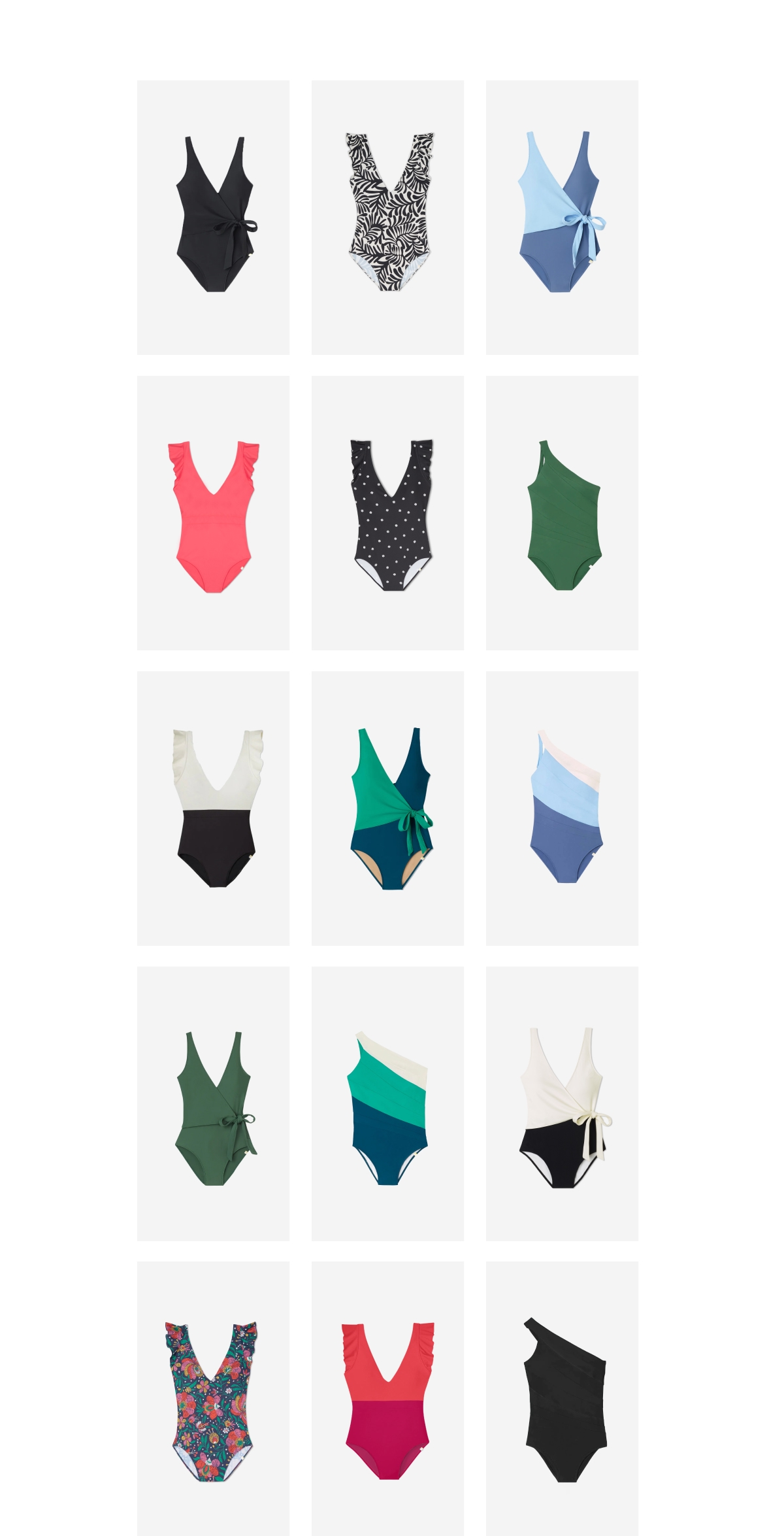Summersalt solid color, colorblock, and printed one piece swimsuits
