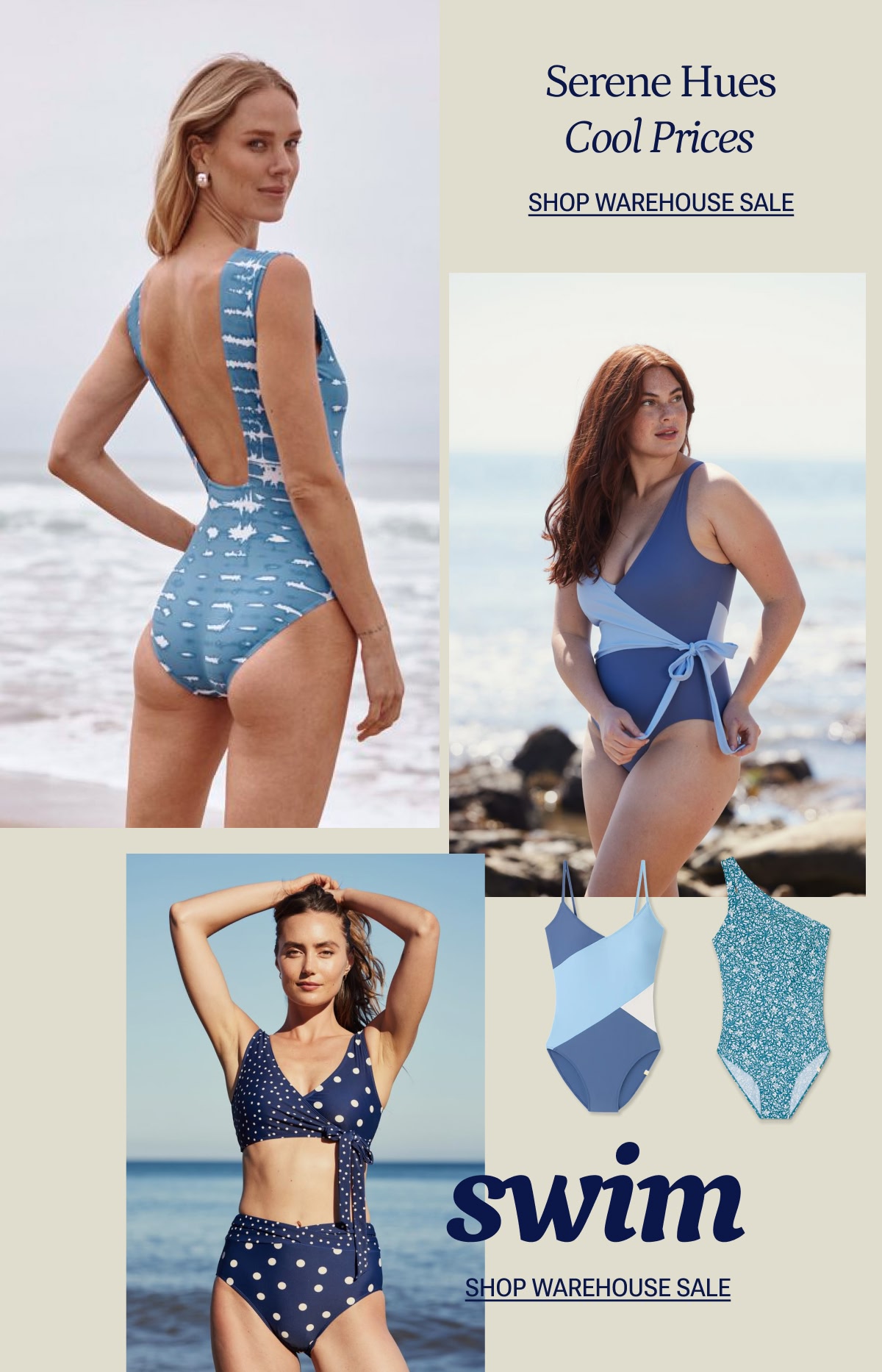 Models in blue swimwear