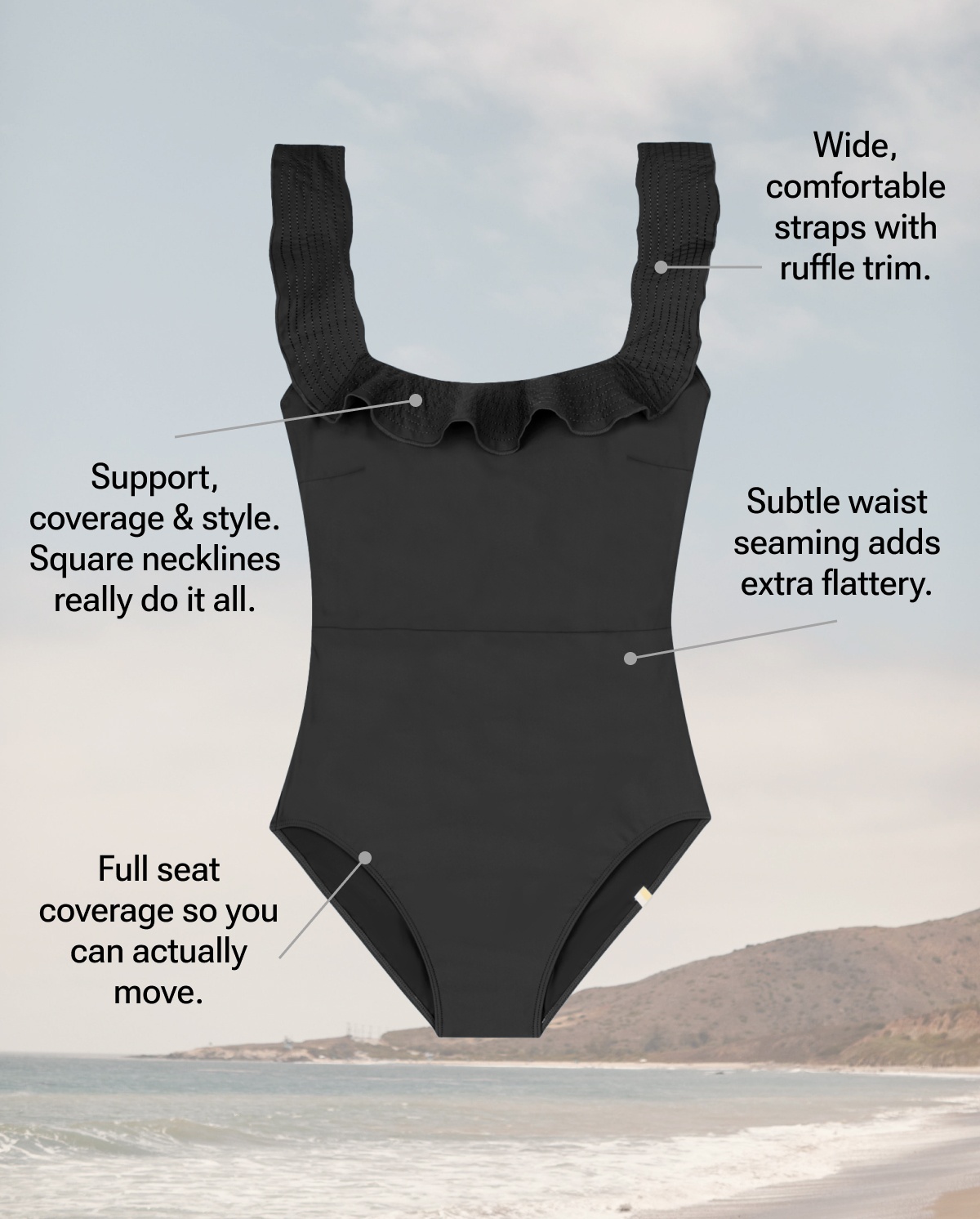 Shop the Ruffle Seaway Square Neck One Piece
