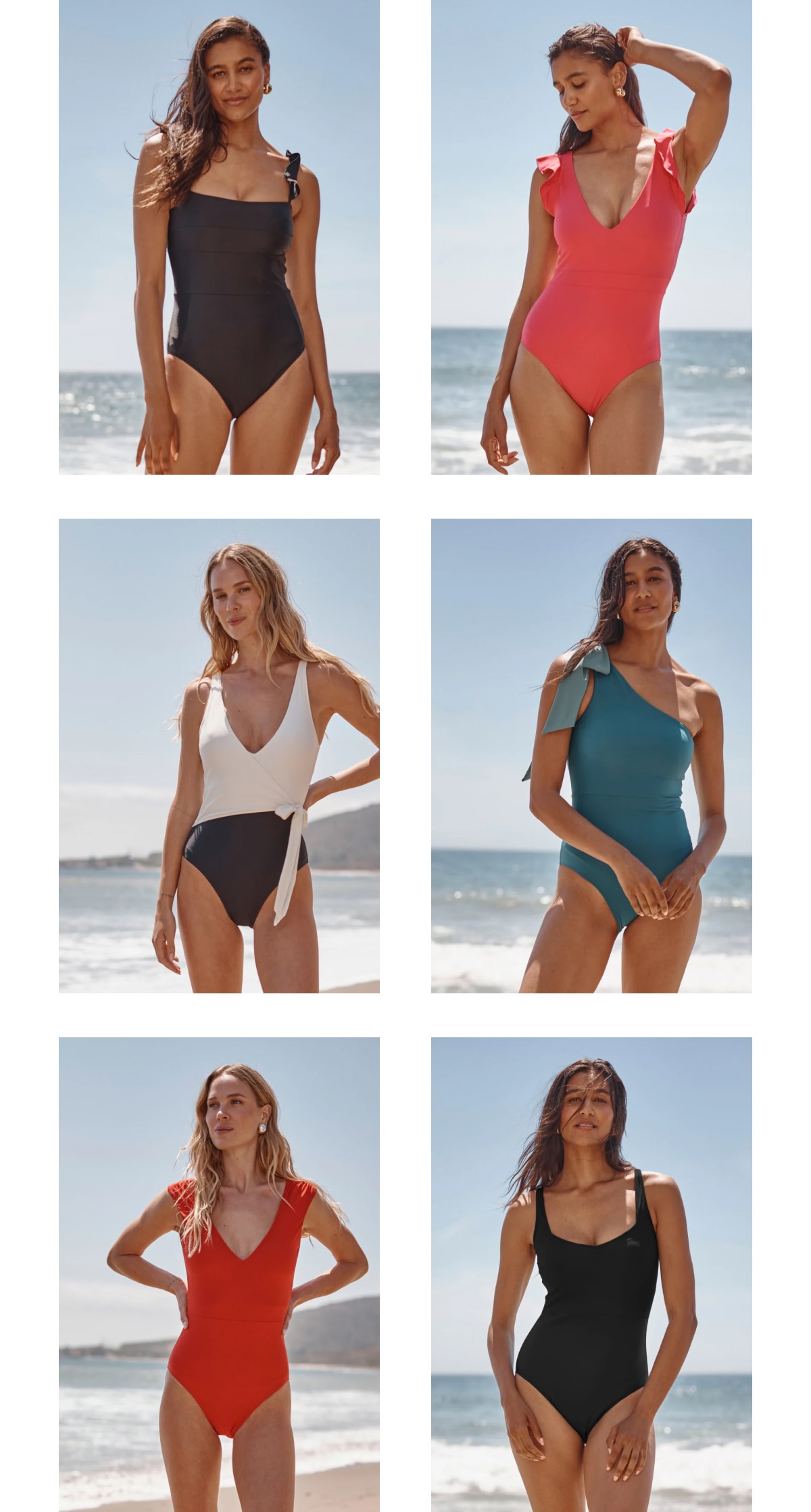 Models in Summersalt one piece swimsuits