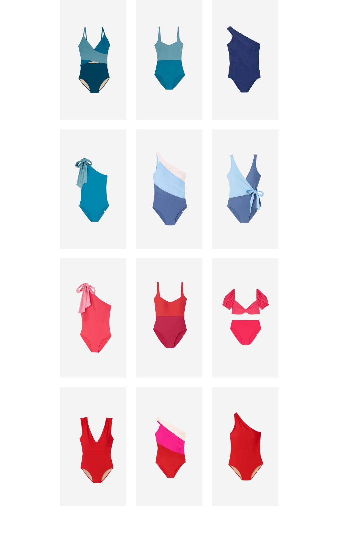 Blue and Pink/Red swimsuits