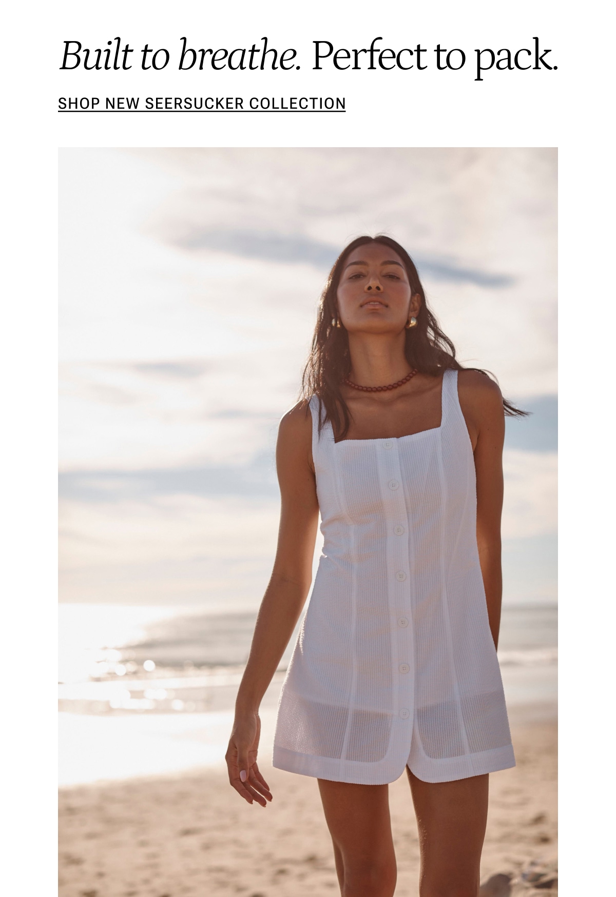 Model in new Summersalt seersucker