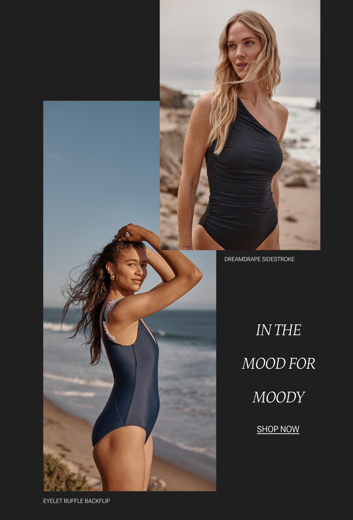 Models in one piece swimsuits