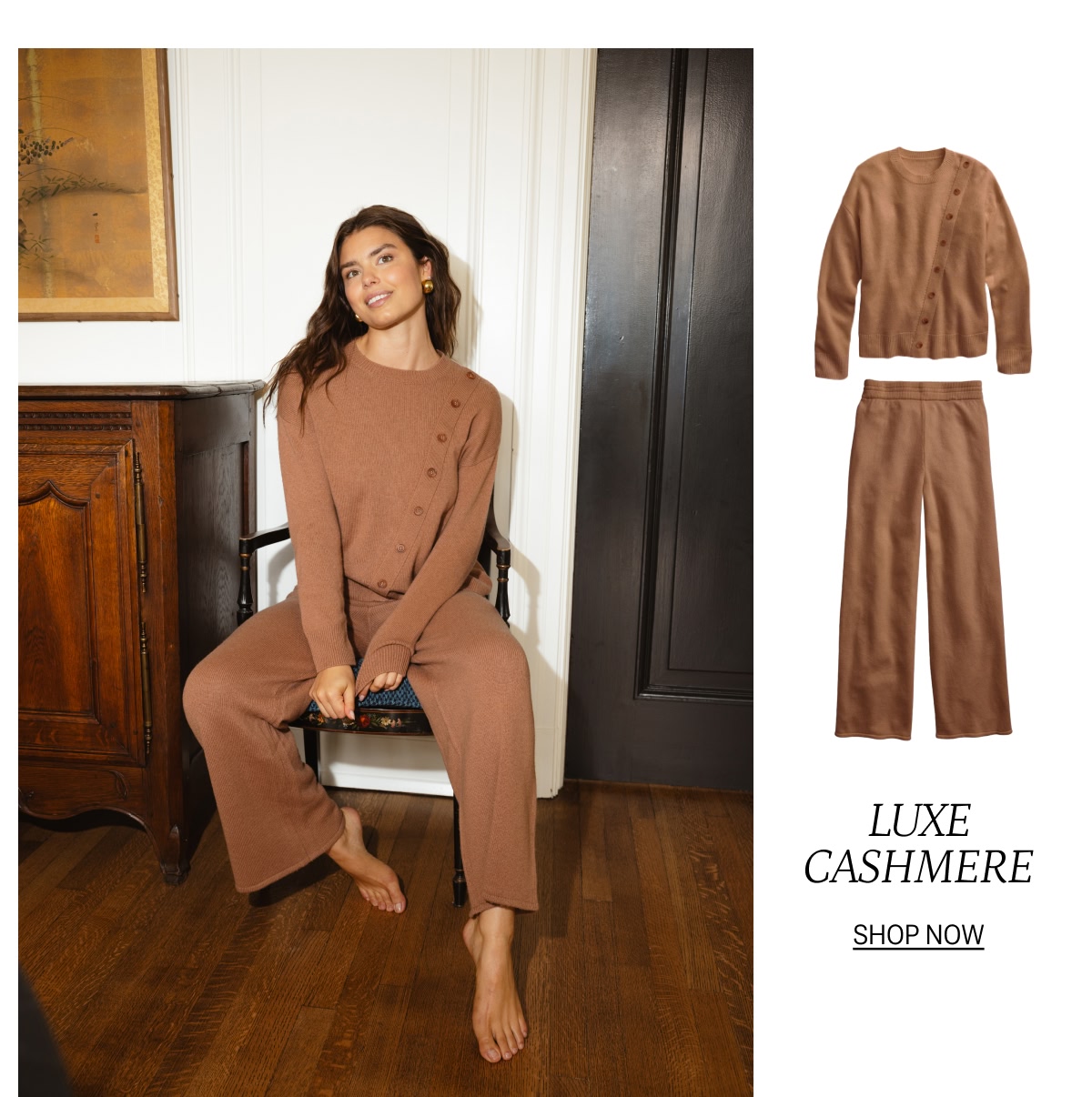 Model in cashmere set