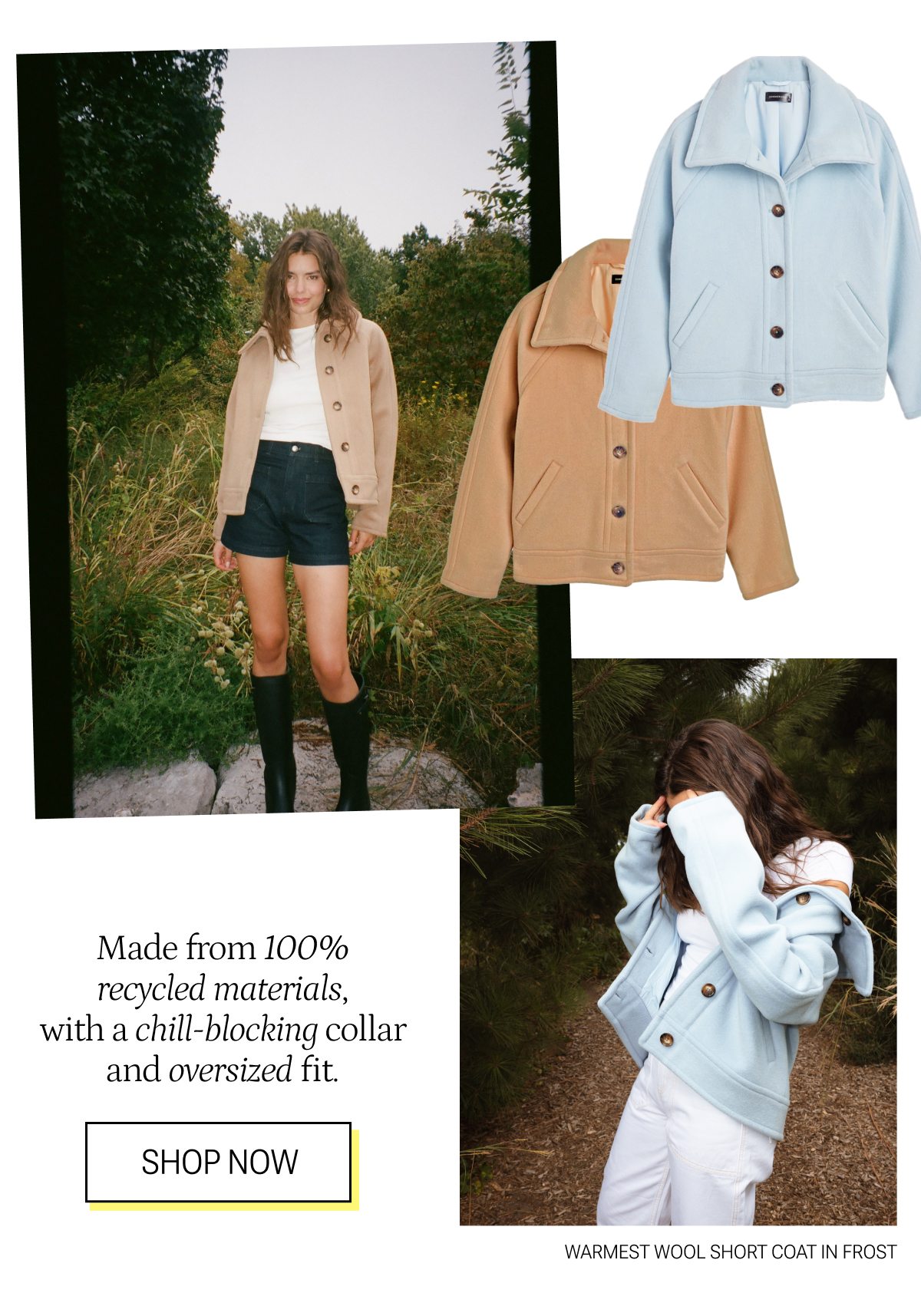 Model in brown wool short coat