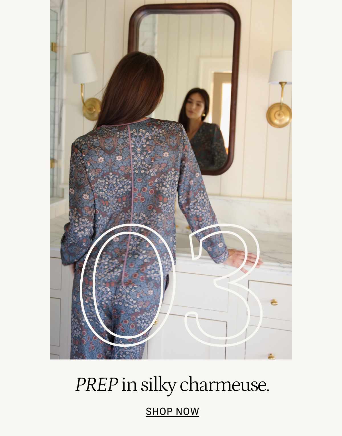 Prep in silky charmeuse