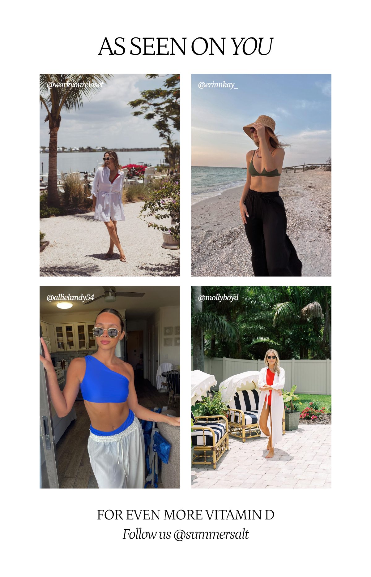 Models and Summersalt customers wearing their favorite silky luxe cover-ups