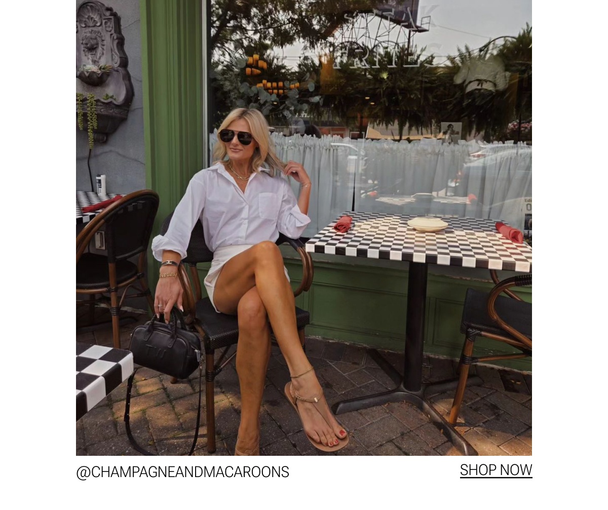 Model in white button down shirt