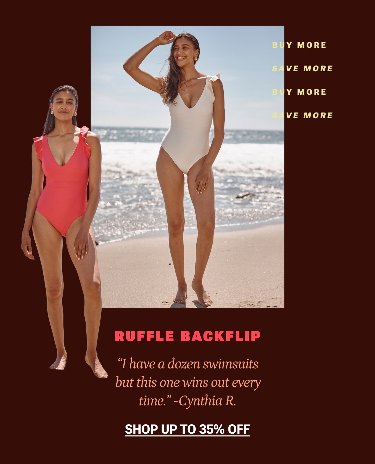 Models in one piece swimsuits