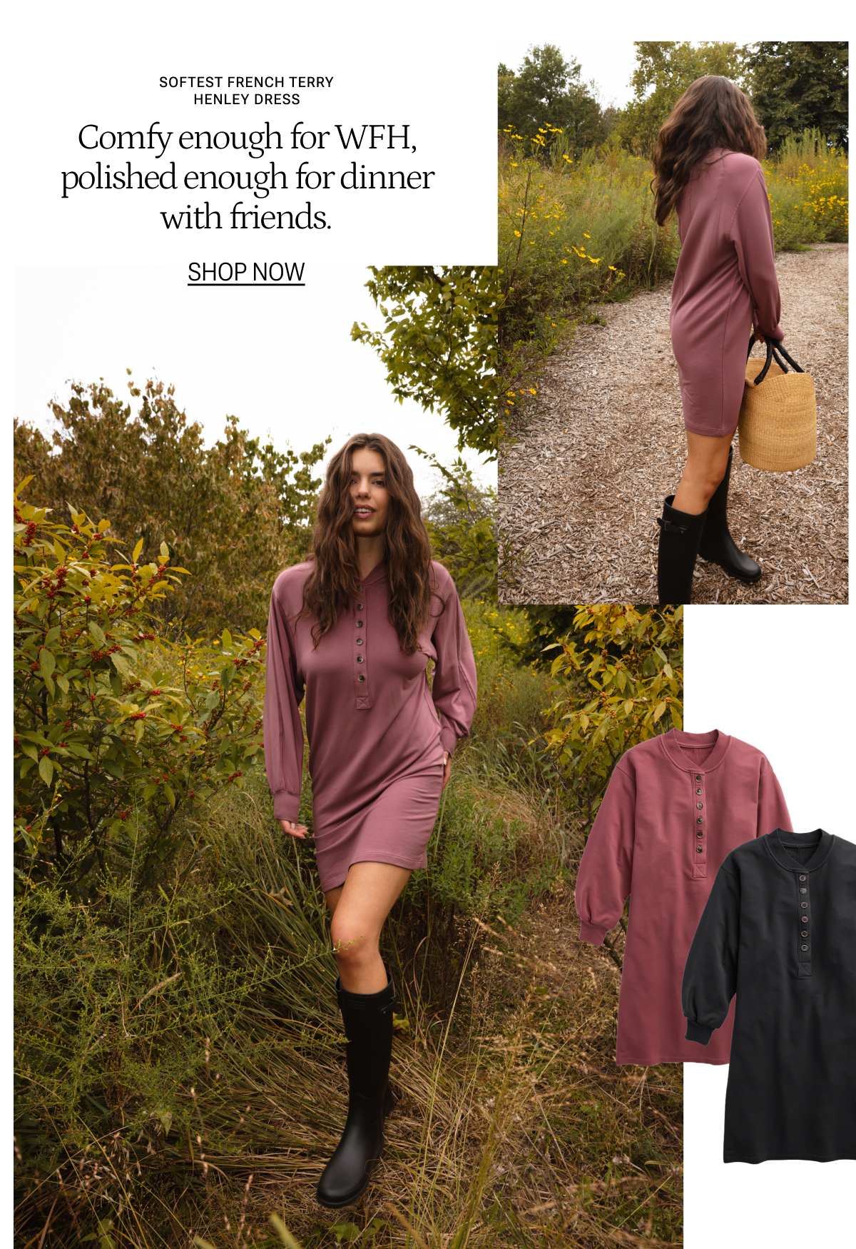 Model in henley dress