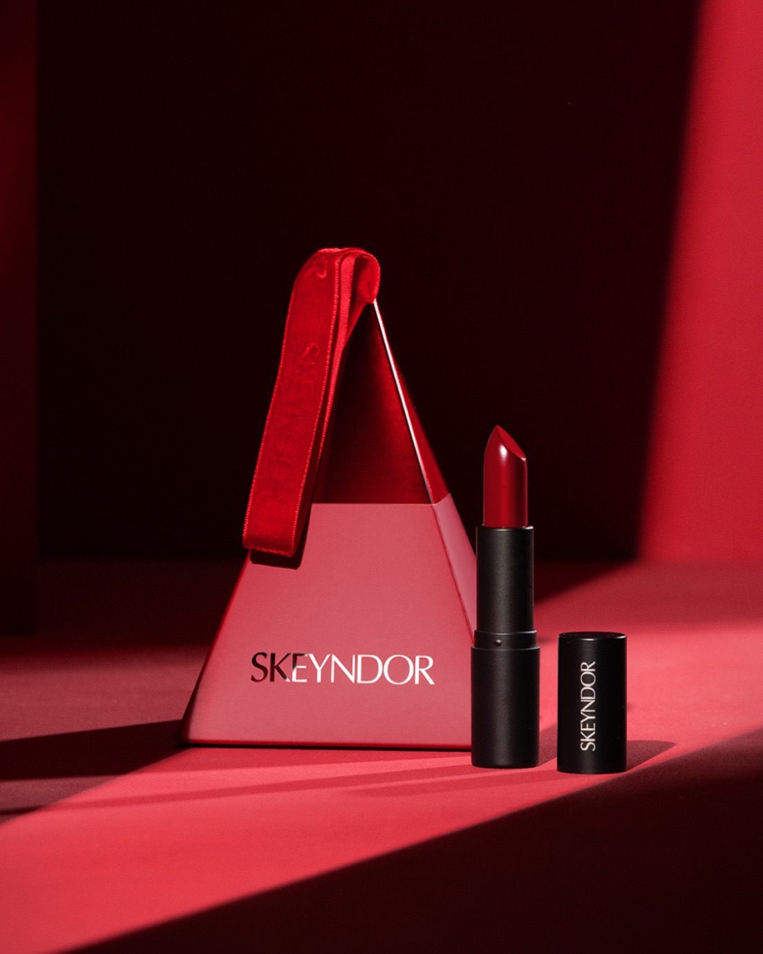 Red Velvet Lipstick with its red gift pyramid