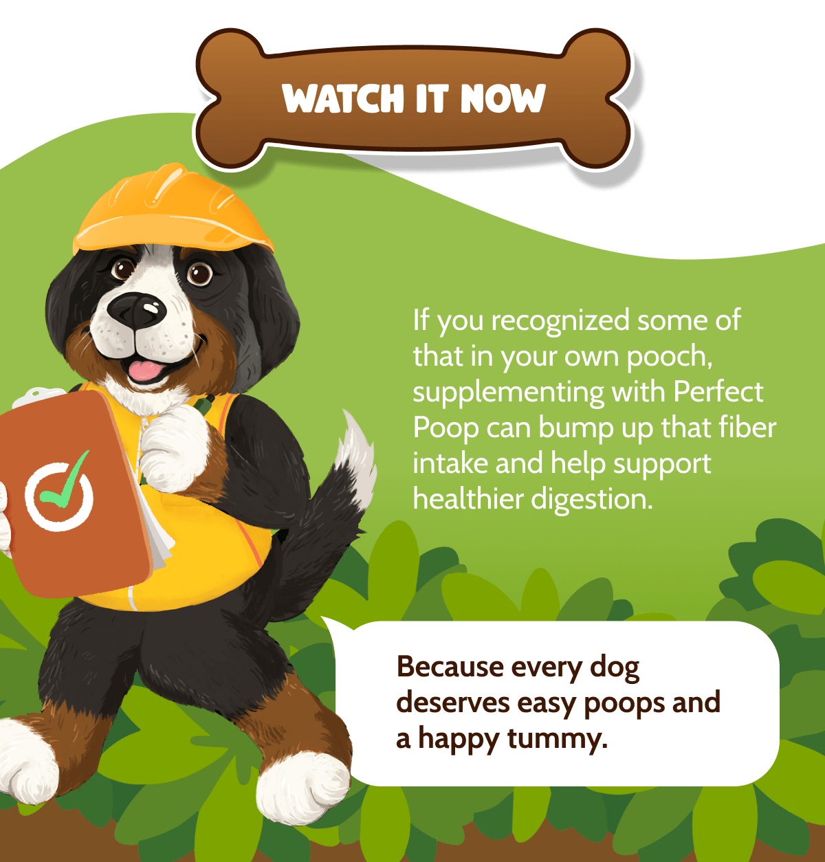 >> WATCH IT NOW <<  If you recognized some of that in your own pooch, supplementing with Perfect Poop can bump up that fiber intake and help support healthier digestion. Because every dog deserves easy poops and a happy tummy. 