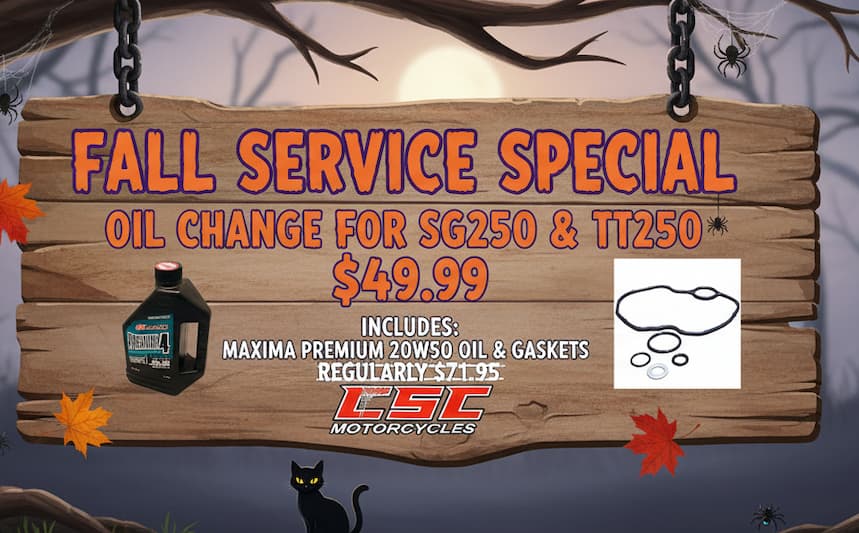Oil Change for SG250 or TT250 Only $49.95 includes Oil and Gaskets