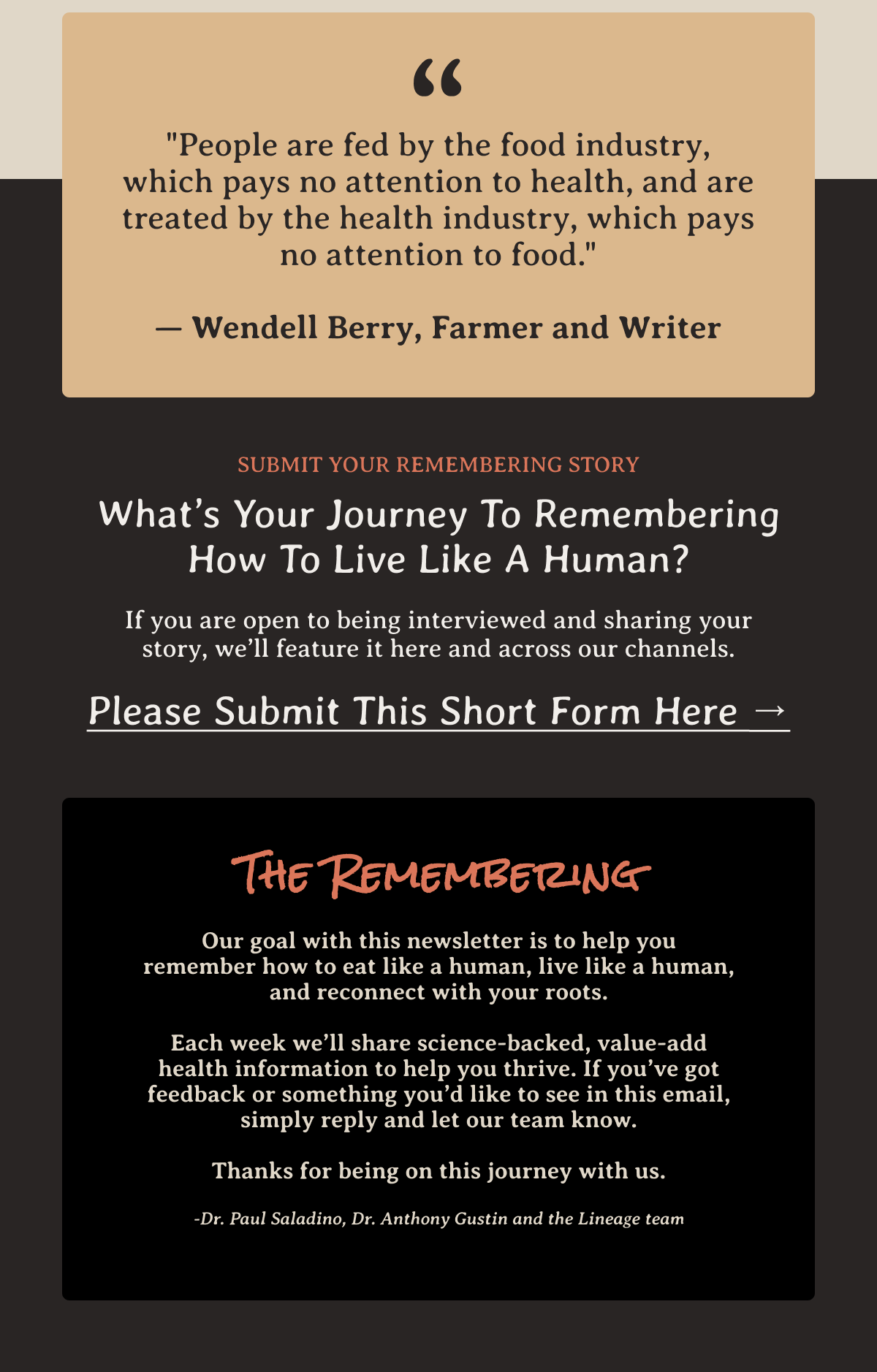 Submit your remembering story