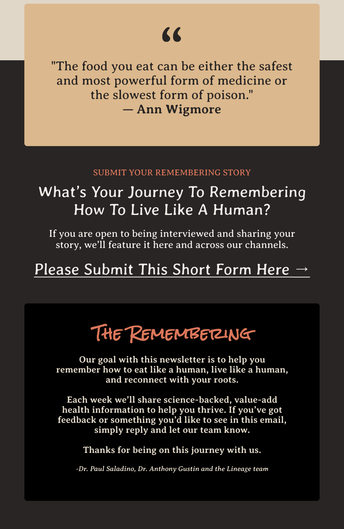 Submit your remembering story