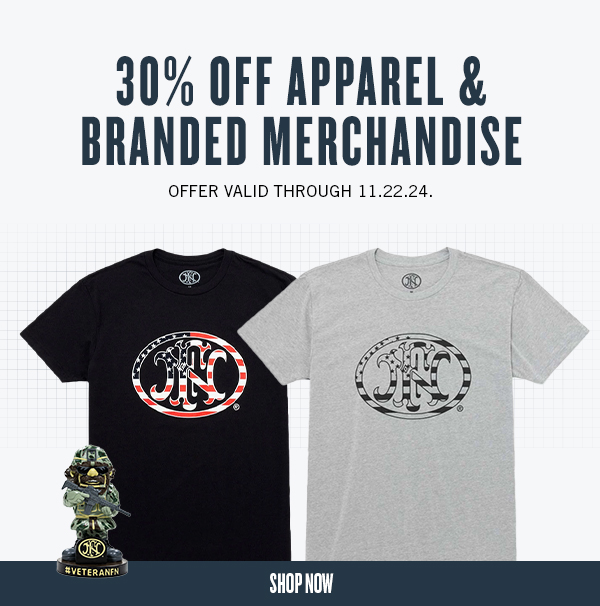 30% off apparel & branded merchandise through 11.22.24