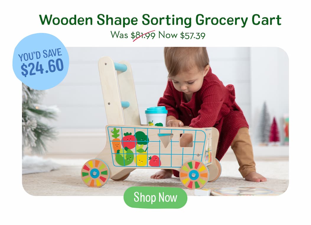 Wooden Shape Sorting Grocery Cart