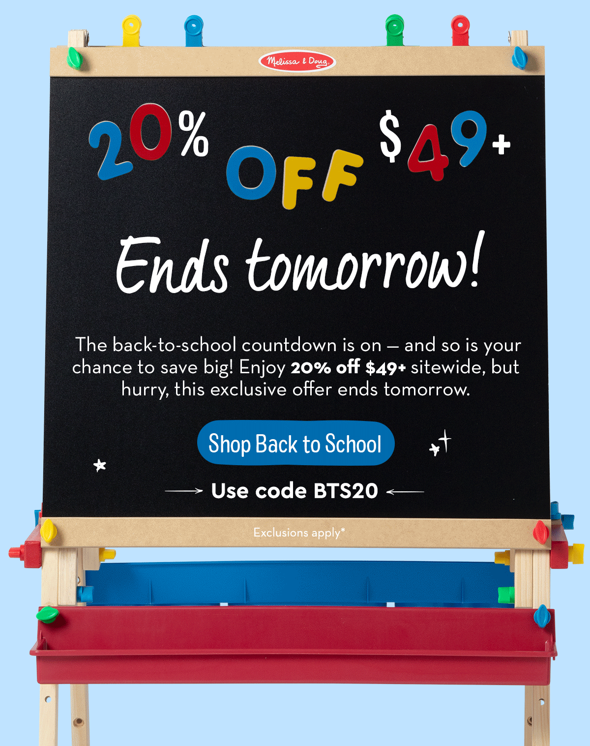 20% OFF $49+ Ends tomorrow!