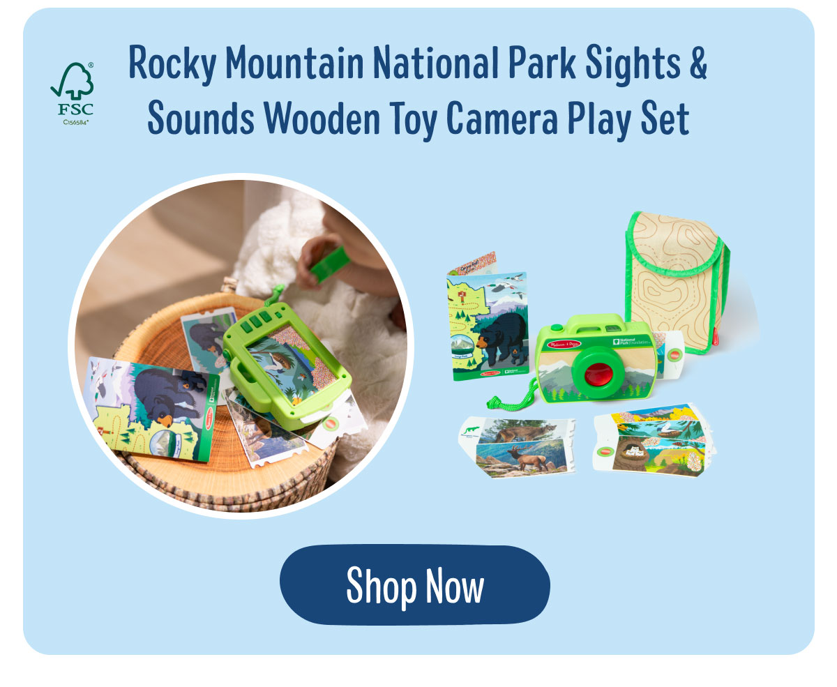 Rocky Mountain National Park Sights & Sounds Wooden Toy Camera Play Set
