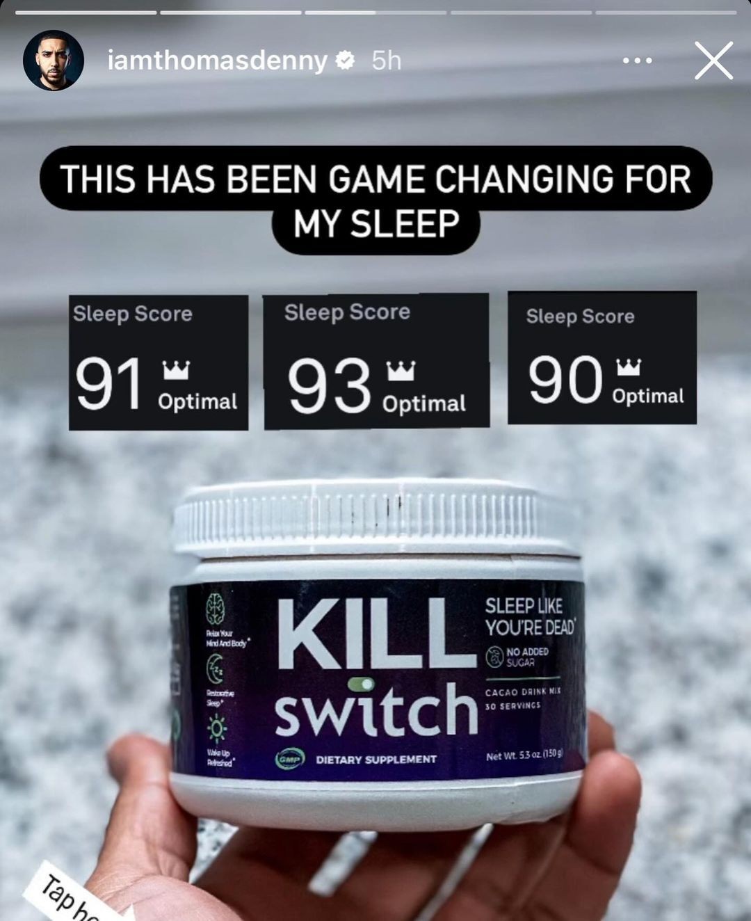 Customer post: sleep scores 91, 93, 90