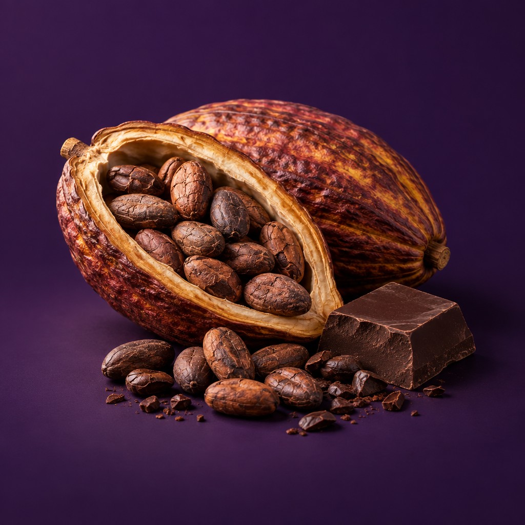 Cacao pod and beans