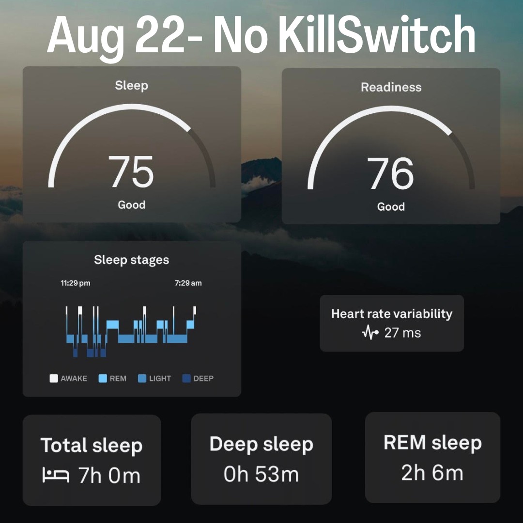 Sleep app, night without KillSwitch