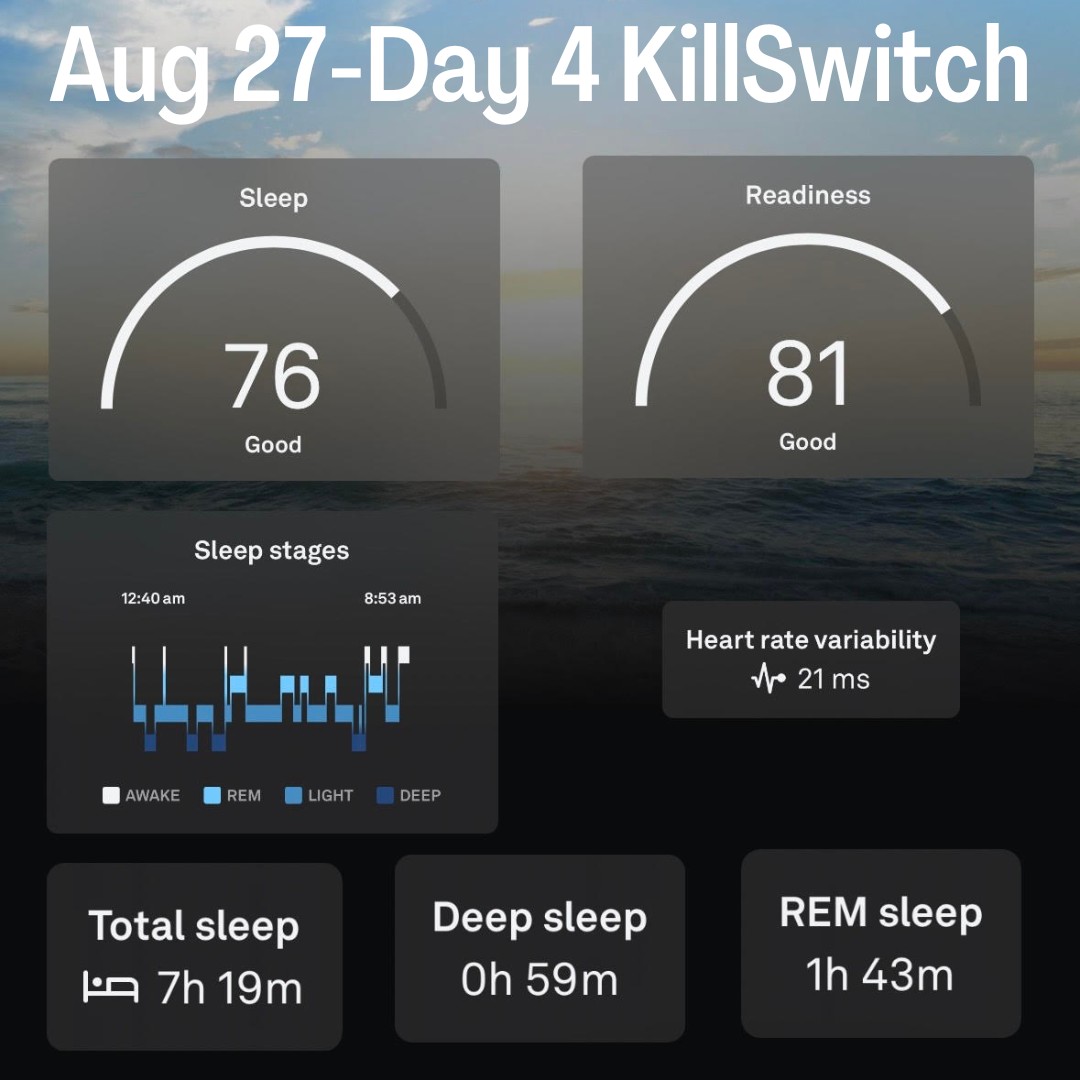 Sleep app, day 4 on KillSwitch