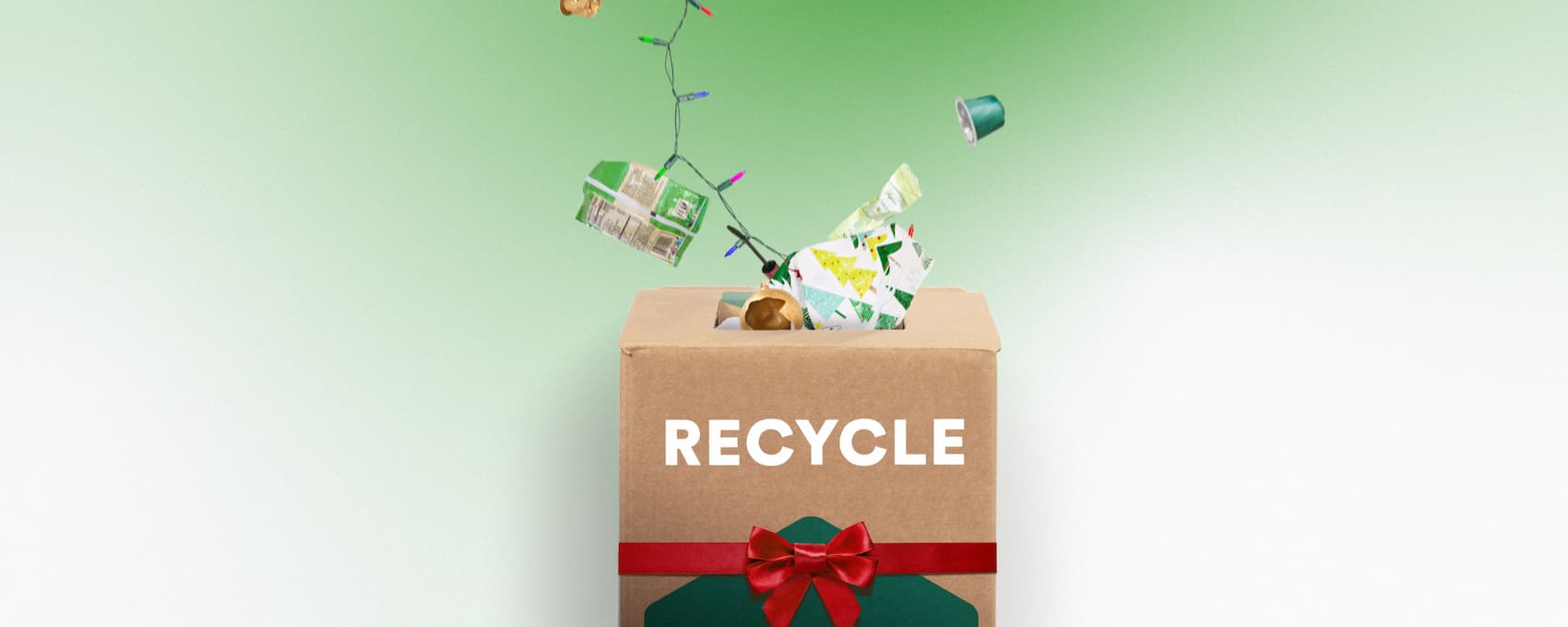 Recycling products dumped in a recycling box