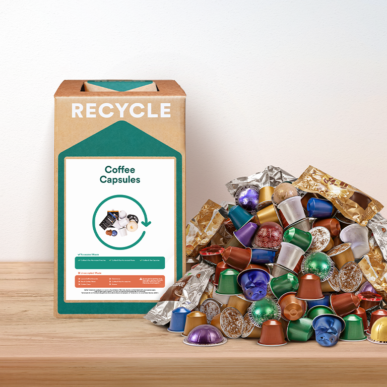 Coffee waste displayed outside Zero Waste Box