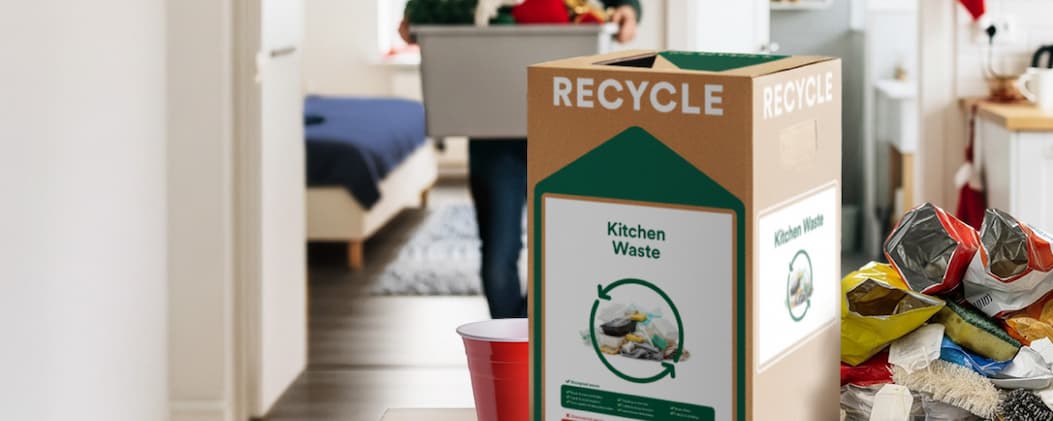 Kitchen Separation Zero Waste Box displayed with waste in the background