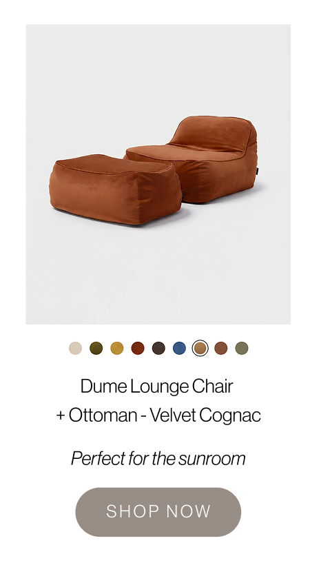 Dume Lounge Chair + Ottoman Velvet - Cognac