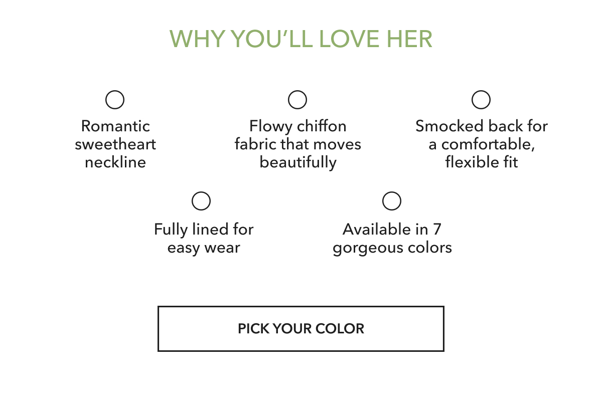 Why you'll love her > Pick Your Color