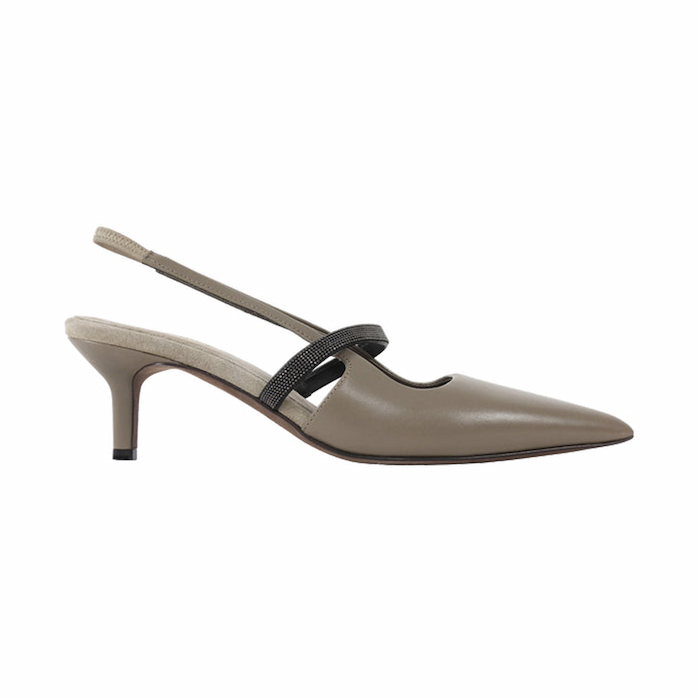 Brunello Cucinelli Women's Leather Kitten Heels at Century 21 NYC