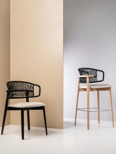 Coffee Cord Chair and Stool