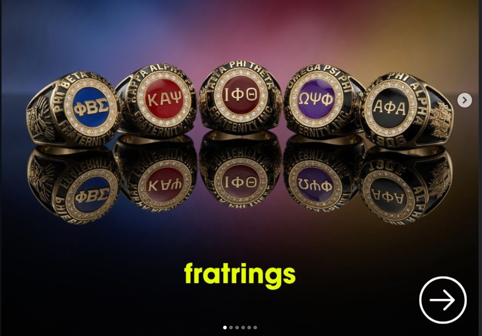 FratRings organization jewelry collection