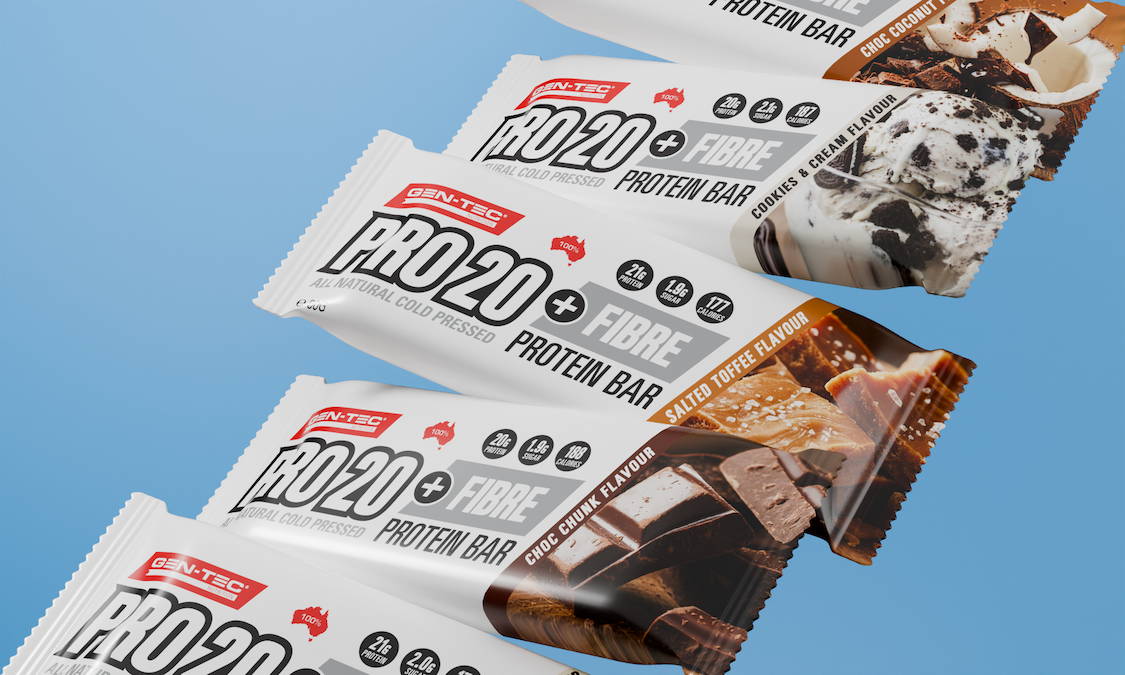 Gen-Tec PRO 20 plus FIBRE protein bar range