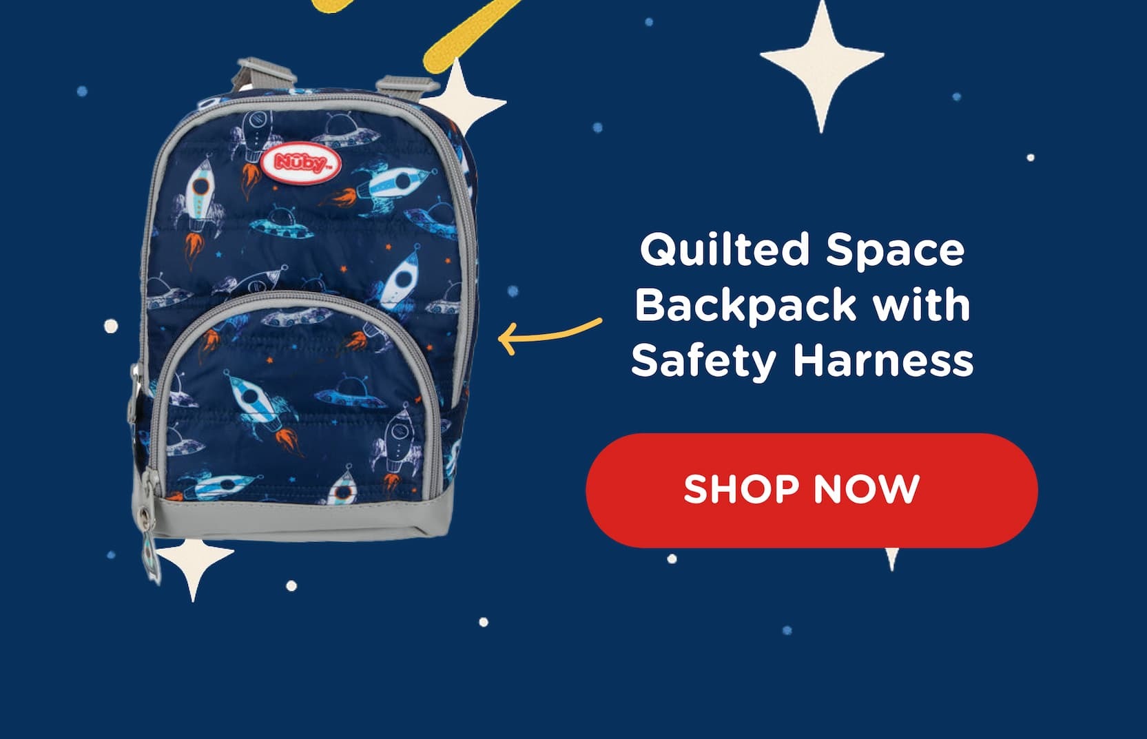 Quilted Space Backpack with Safety Harness