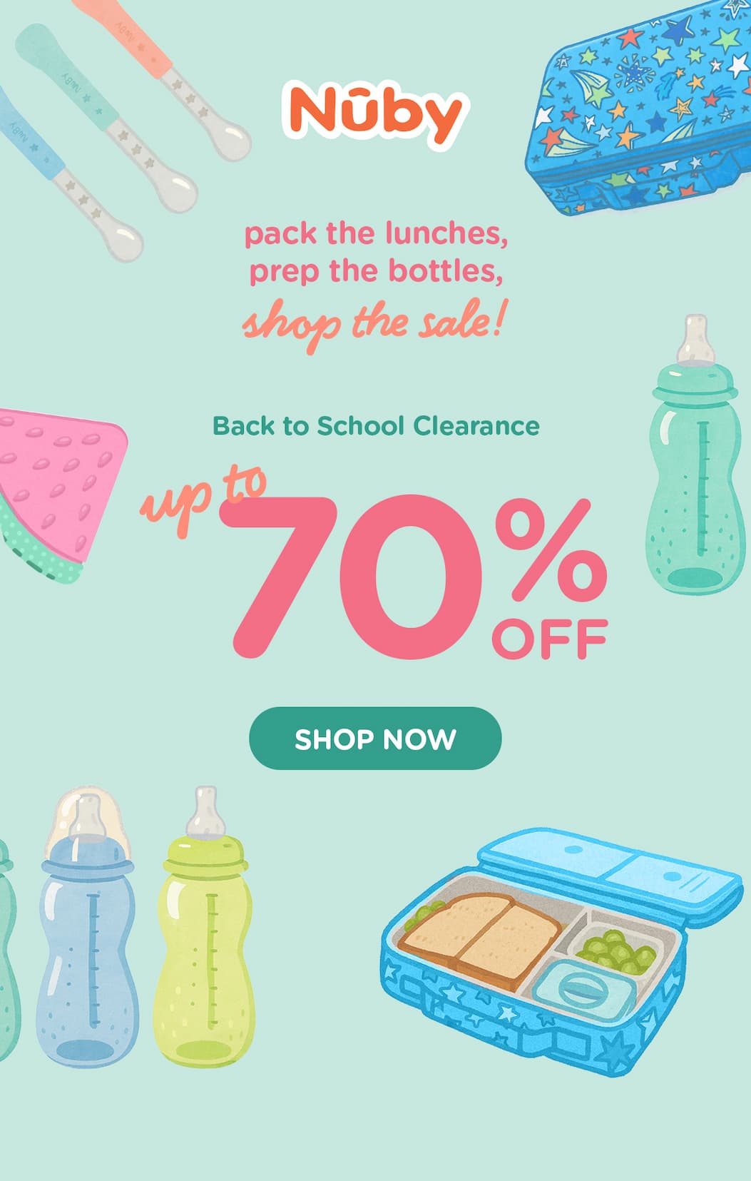 Pack the lunches, prep the bottles, shop the sale! Back to School Clearance is here - save up to 70%.