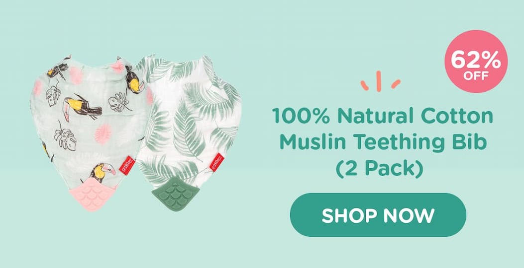 Shop the 100% Natural Cotton Muslin Teething Bib (2 Pack) at 62% off
