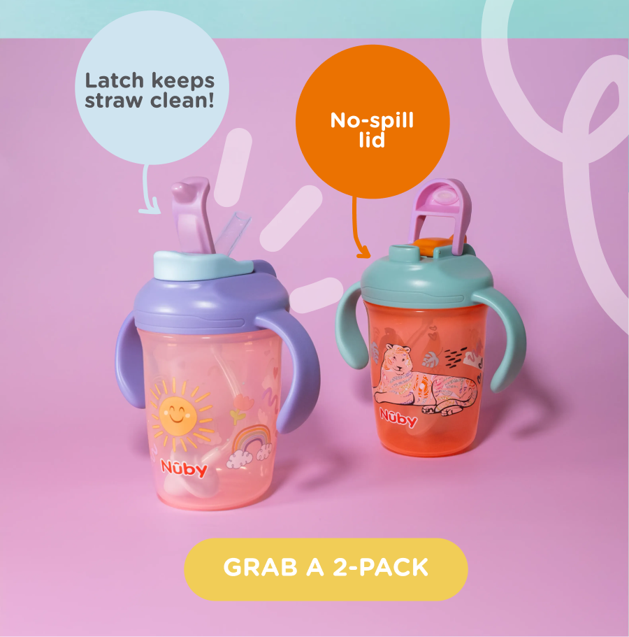 The latch keeps the straw clean, plus it has a no-spill lid. Grab a 2-pack
