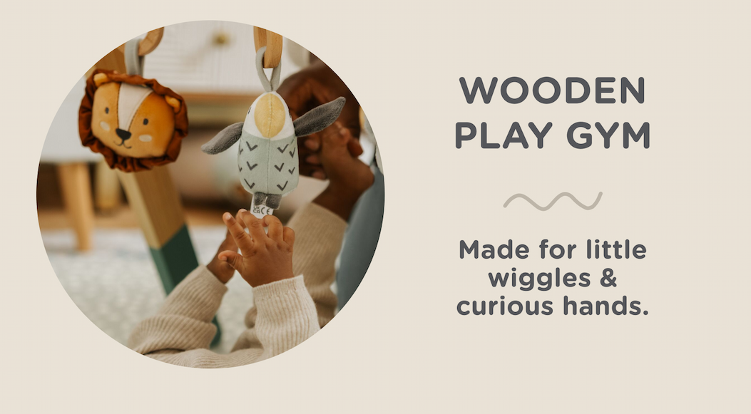 Wooden Play Gym: Made for little wiggles and curious hands.