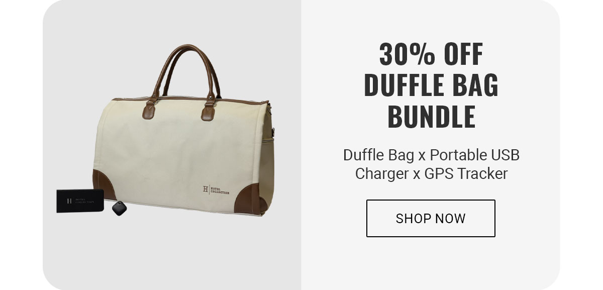 40% OFF Duffle Bag Bundle| Duffle Bag x Portable USB Charger x GPS Tracker | Shop now
