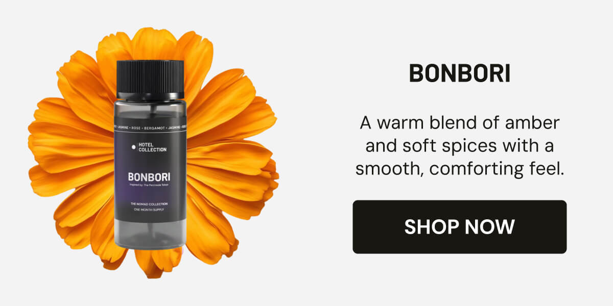 Bonbori. A warm blend of amber and soft spices with a smooth, comforting feel. [SHOP NOW]