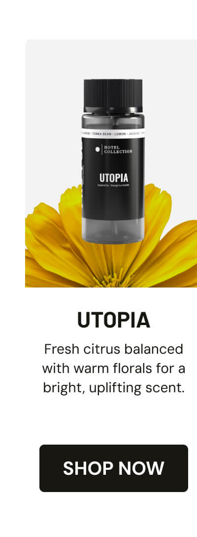 Utopia. Fresh citrus balanced with warm florals for a bright, uplifting scent. [SHOP NOW]