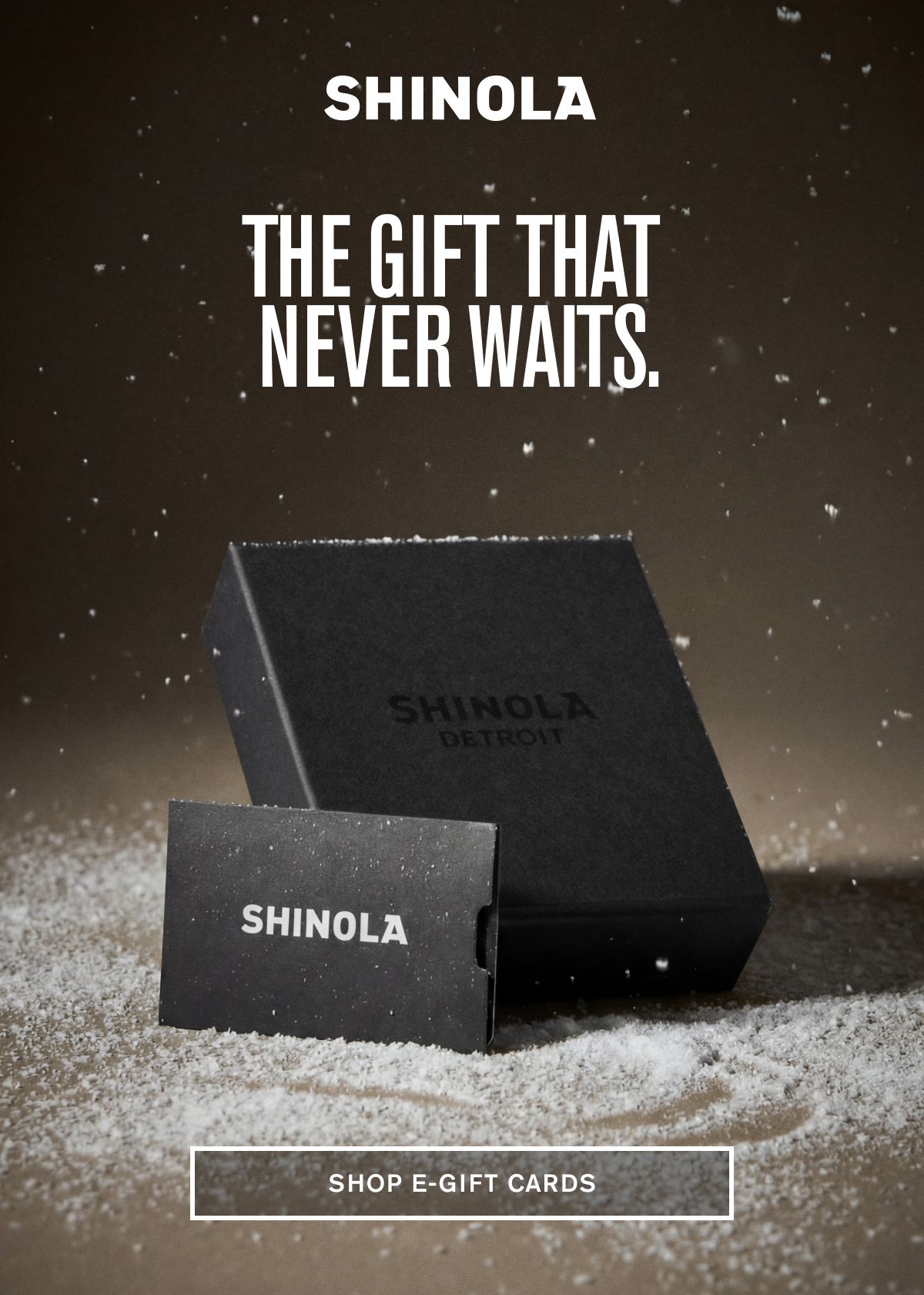 THE GIFT THAT NEVER WAITS.  SHOP E-GIFT CARDS