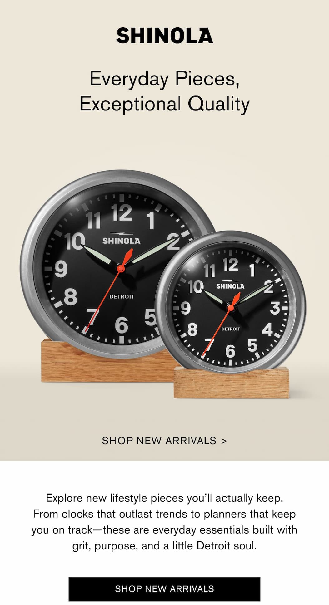 Everyday Pieces, Exceptional Quality | Explore new lifestyle pieces you’ll actually keep. From clocks that outlast trends to planners that keep you on track—these are everyday essentials built with grit, purpose, and a little Detroit soul. | SHOP NEW ARRIVALS